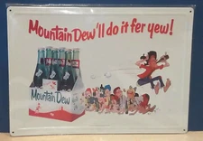 Mountain Dew'll it fer yew 6 Pack Bottles Retro Vintage 12 x 17 Metal Sign