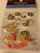 RECOLLECTIONS 3D STICKERS CHRISTMAS DEER FLOURISH RARE STICKERS