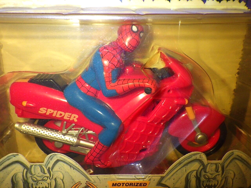 1995 Raro Vintage ToyBiz Spider-Man Serie Animata Motorizzata Wheelie Cycle MOC - Foto 19 di 24