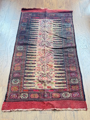 Antique Kilim Afghan Tribal Rug Hand Woven Tied Wool Carpet 34x66 Distressed