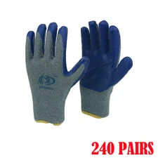 WHOLESALE 240 Pairs PREMIUM BLUE Latex Rubber Palm Coat Work Safety Gloves Fast