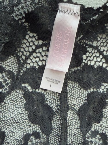 NWOT Vtg Set Y2K Panties Victorias Secret 2003 Black & Tan Stretch Lace L 7 8 - Picture 12 of 12