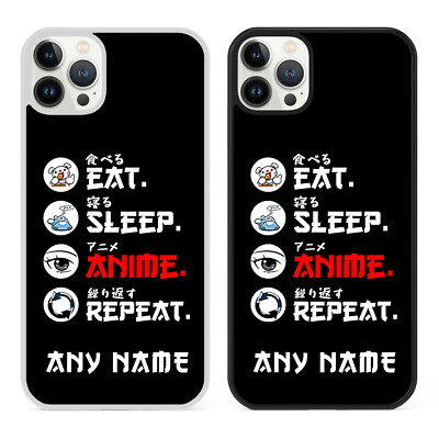 Personalisierte Handy-Hülle Name Eat Sleep ANIME für iPhone süß lustig Geschenk