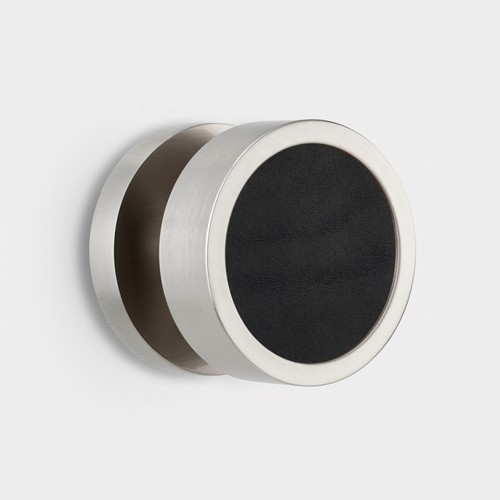 Contemporáneo Plata Ranura Pomos Puerta Con Negro, Marrón & Azul Cuero Inserción - Imagen 4 de 18