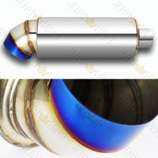 Universal 4 Cutter Knife Burnt Tip 2.5 Inlet Stainless Steel Exhaust Muffler