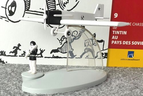 Hachette Tintin Plane #9 Avion De Chasse: Land of Soviets B&W Model +Figure - Afbeelding 1 van 9