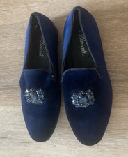 Amali Tiago -męskie sztuczne aksamitne półbuty wsuwane granatowe z klejnotem rozmiar 9,5