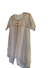 SHADOWLINE 1960s Robe Duster PINK Floral Lace Overlay Ribbons Medium All Nylon