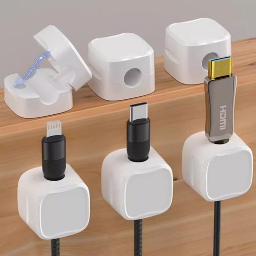 6PCS Magnetic Cable Wire Clips Tidy Cord Lead Organiser USB Charger Cable Holder - Picture 12 of 18