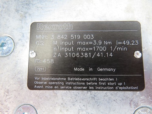 Rexroth 3 842 519 003 3842519003 Relación reductora de engranajes: i= 49,23 NUEVO SIN CAJA - Imagen 2 de 15