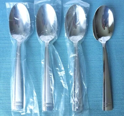 New Oneida AMSTERDAM Set of 4 Oval Soup Spoons Stainless Flatware (7 1/4")