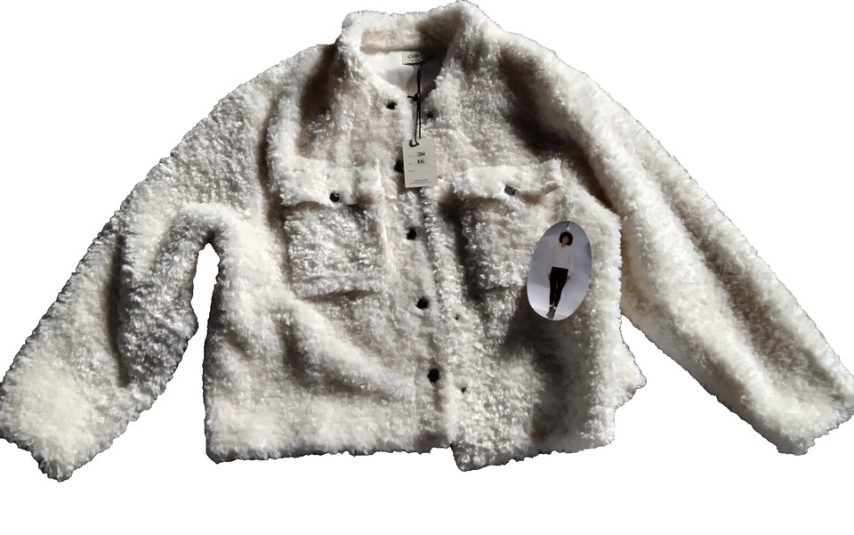 cajiu design faux fur jacket with front pockets size xxl