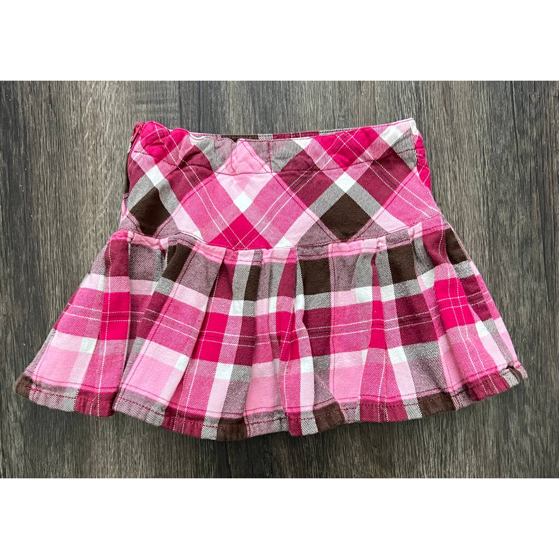 Gymboree Girls Pink/Brown Plaid Pleated Mini Skirt Size