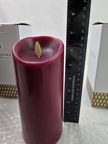 Set 2 Candele Luminara Effetto Fiamma Vera 3"x6,5" Rosso Borgogna - Foto 8 di 8