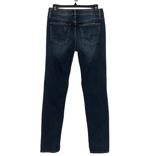 SILVER Avery Slim Women’s Blue Jeans Size 5/6 (W28) Distress Ripped/Torn Stretch - Picture 3 of 13
