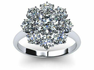2ct Round Cut Lab-Created Moissanite Floral Flower Engagement Ring Gold Plated