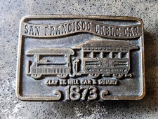 Vintage Oden Brass Belt Buckle San Francisco Cable Car