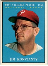 1961 Topps Jim Konstanty #479 Philadelphia Phillies Most Valuable Player