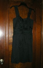 EXPRESS BLACK WIDE STRAP RUCHED FRONT EMPIRE WAIST DRESS SZ 10 0520 su