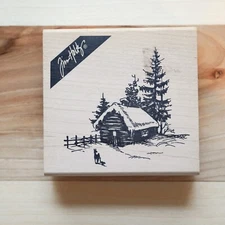 Stampers Anonymous ~ Tim Holtz ~ Winter Wood Cabin Wood Block Stamp ~ HL-M2-052