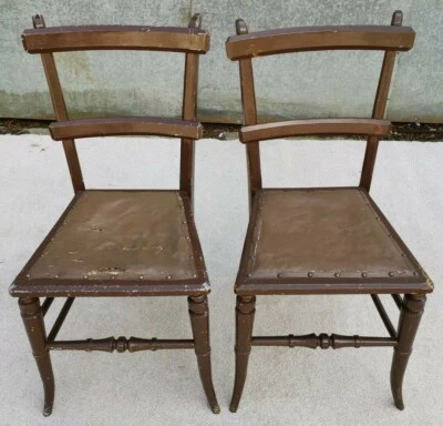 Pair of Victorian Oak Oriental Style Chairs for Restoration / Renovation - Image 1 of 4