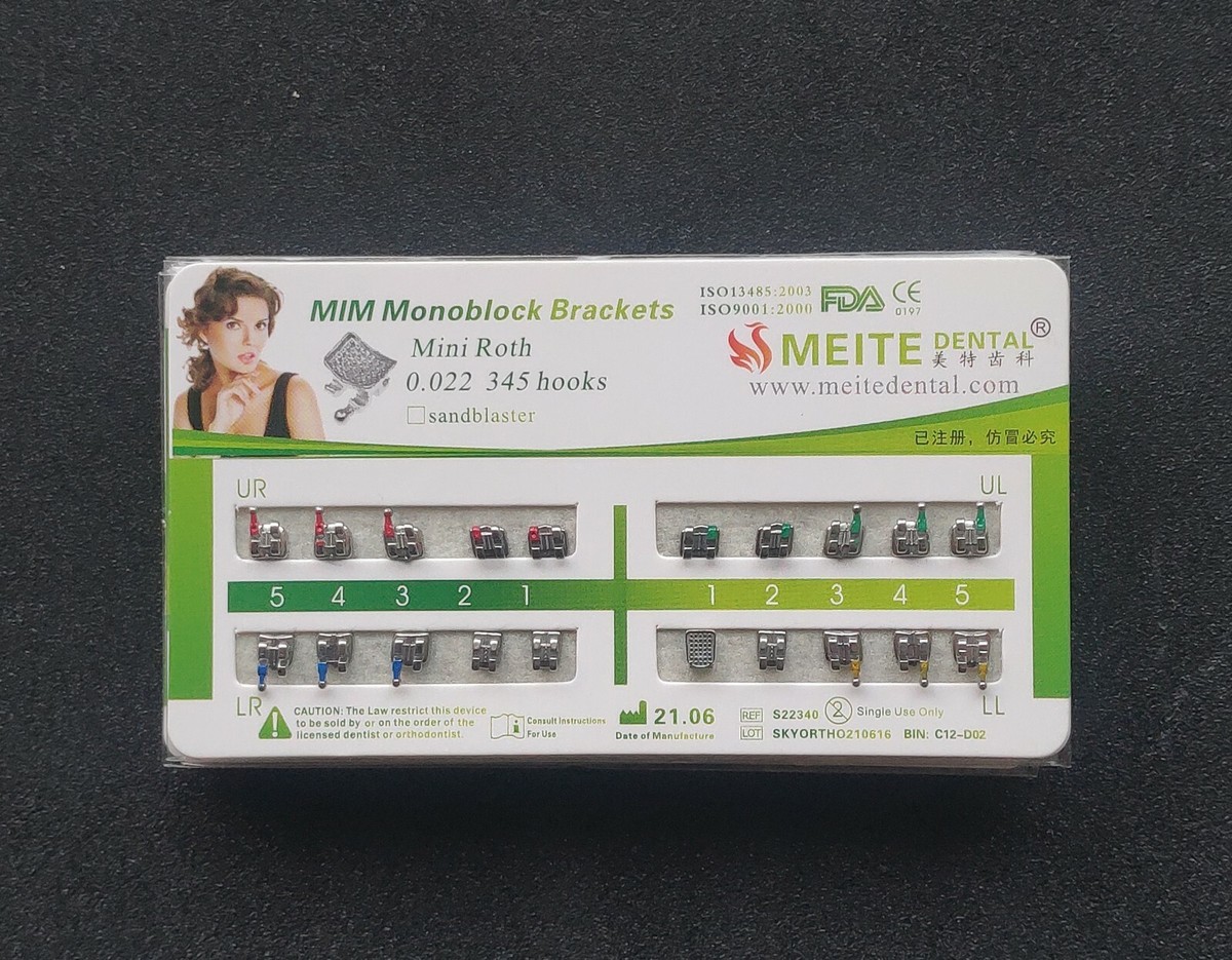 100 Brackets Orthodontiques Métal Mini Roth 022 345 Avec Crochet - Pour Dentiste