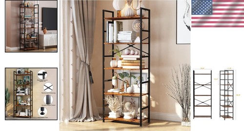Freestanding 5-Tier Bookcase in Matte Black - Stylish & Sturdy Storage Solution - Picture 2 of 8