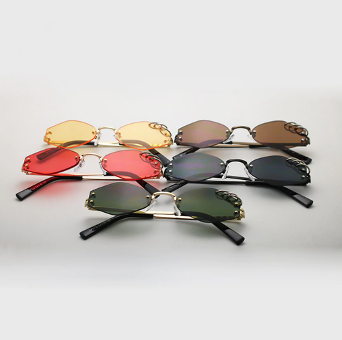 Punk Pierced Rings Sunglasses Unique Rimless UV Protection Gothic Eye Shades - Foto 2 di 17