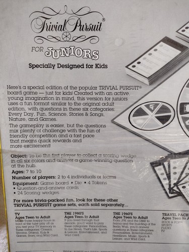 Trivial Pursuit For Juniors Parker Brothers Vintage 1991 2nd Edition New Sealed - Bild 6 von 8