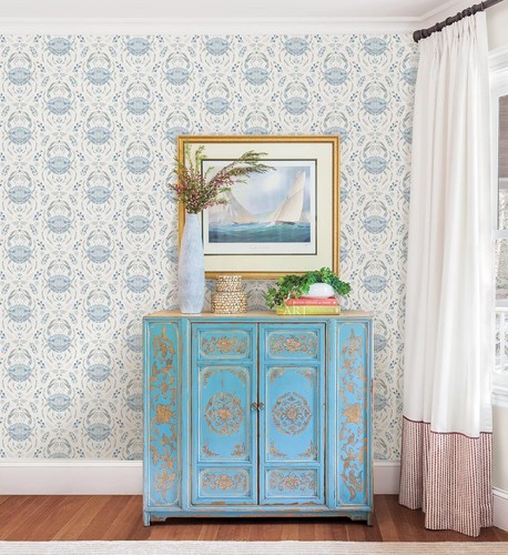 Blue Shellby Peel & Stick Wallpaper - Picture 3 of 3