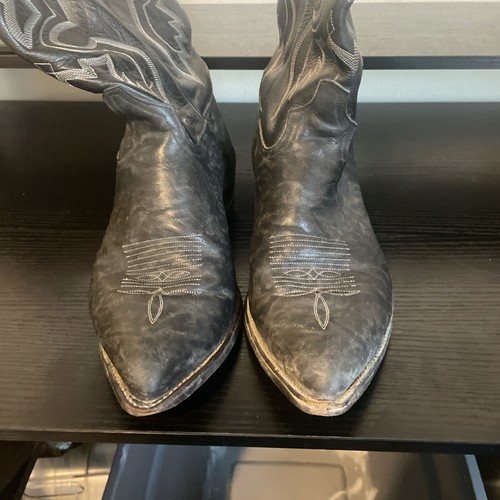 Tony Lama Cowboy Boots-Black Leather Mens Size 11 D - Picture 6 of 12