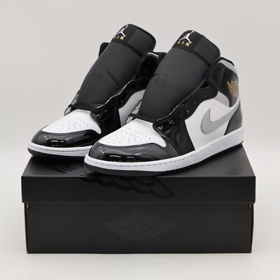 HV0789-010 Nike Air Jordan 1 Mid Black Patent (Men's) | eBay
