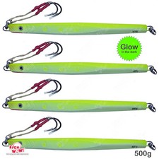 4pcs 500g Speed Fall Metal Fish Vertical Jig Jigging Flat Fishing Lure Bait NEW