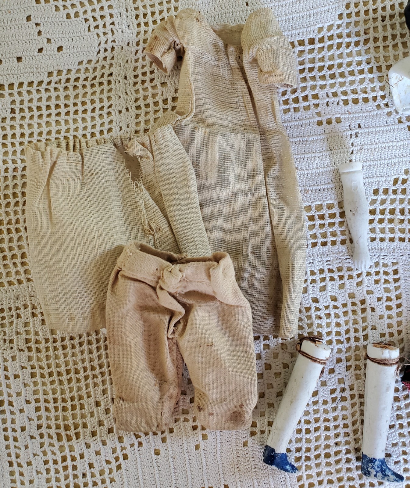 Antique China Doll Head With Antique Arms, Legs, Clothing eBay