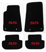 NEW BLACK Floor Mats 2014 - 2018 Chevy SS - Embroidered SS Logo in Red on All 4 
