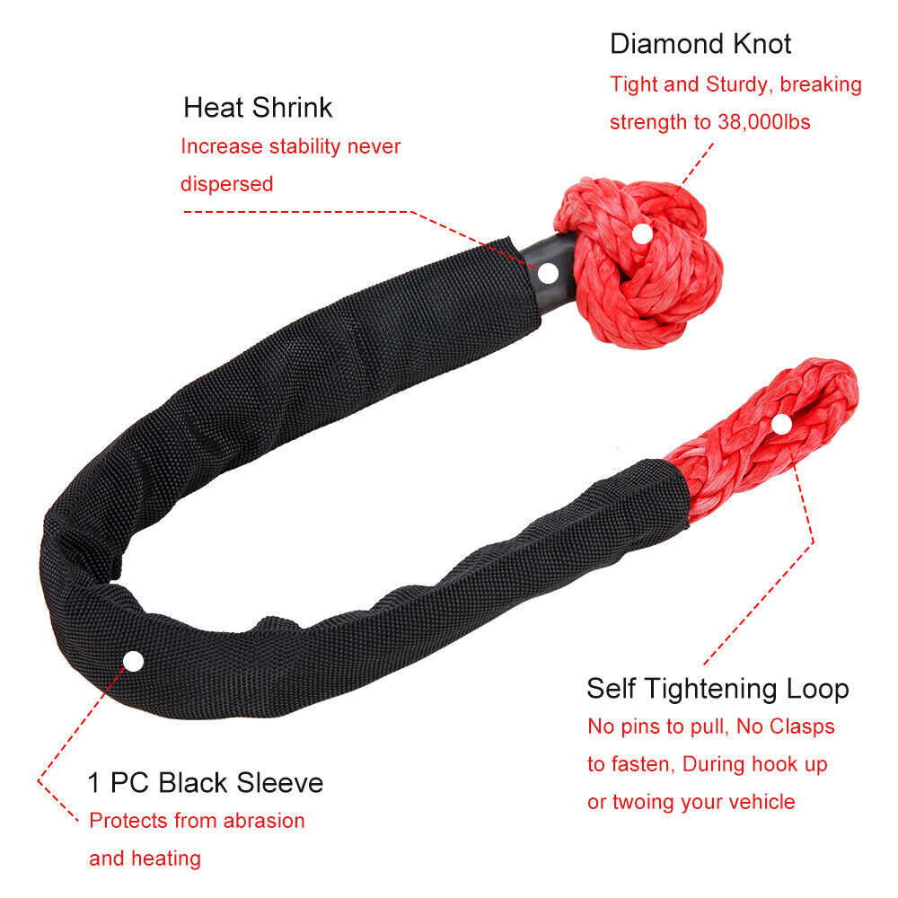 Soft Shackle 55cm Recovery Gear Winch Rope 17T(17,000kg) Heavy Duty Tow