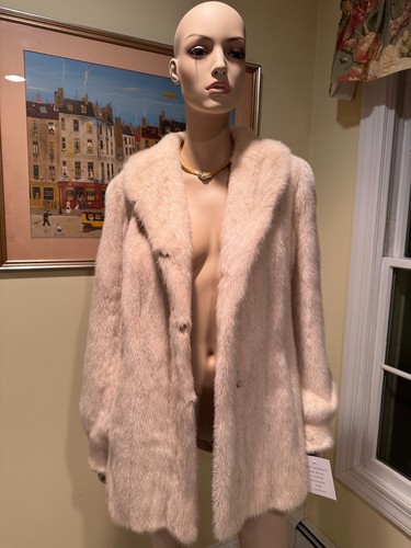 NEW 30" Hip Length Tourmaline Cream Off White Real Mink Fur Jacket Size 8/10 Med - Picture 3 of 9