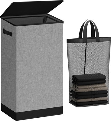 Laundry Hamper with Lid 100L Large & Tall Collapsible Laundry Basket, Clothes