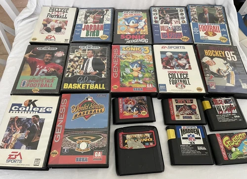 18 Vintage Sega Genesis game cartridges - used game lot bundle Sonic NBA NFL