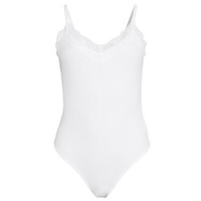No Boundaries Juniors Lace Trimmed Bodysuit XS 1 White New with Tags Bottom Snap