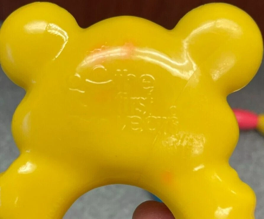 Vintage The First Years 3" Yellow Teddy Bear Baby Rubber Teething Ring - Image 3 of 4
