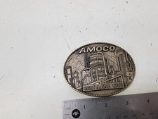 VINTAGE BRASS BELT BUCKLE AMOCO GAS SALT LAKE CITY KOLOB