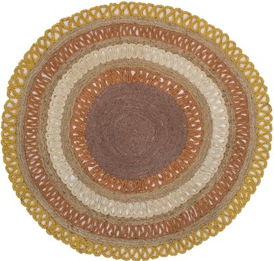 100% Natural Jute Round Rug Reversible Braided Style Modern Decor 5'6x5'6 ft