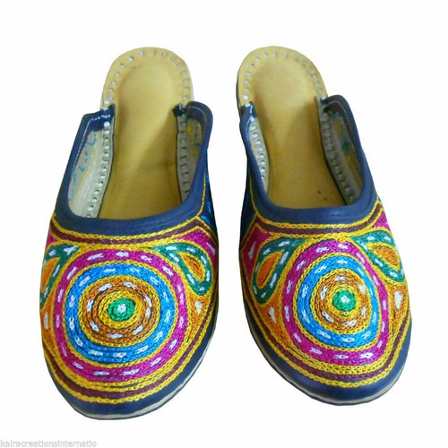 Women Clogs Slippers Indian Traditional Multi-Color Handmade Boho Open Toe US 10 - Picture 2 of 6