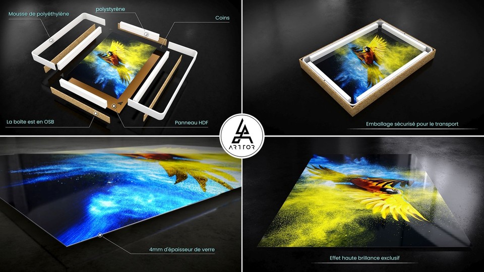 Impression sur Verre 120x80cm Tableaux Image Photo Instrument flammes