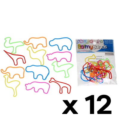 12 Packungen x Partytütenfüller geformte Gummibänder Kinder Crazy Barmy Tier Zoo