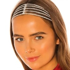 New Luxury Rhinestone Elastic Headband Gold