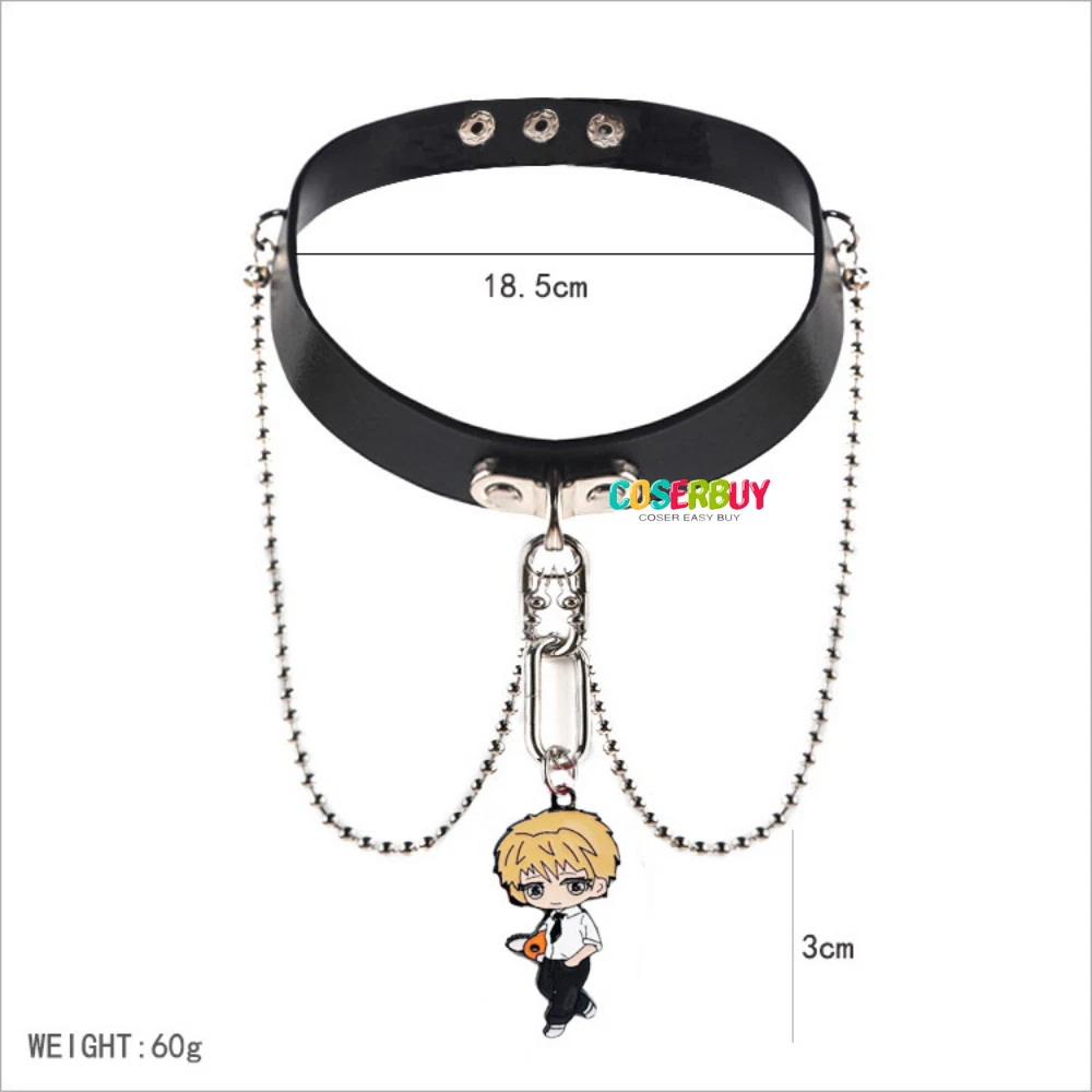 Anime Chainsaw Man Denji Necklace Pochita Pendant Triangular Pull Ring Leather Chain Choker Cosplay Prop Jewelry