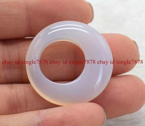 Natural 30mm White Sri Lanka Moonstone Circle Donut Pendant Lucky Amulet - Picture 4 of 12