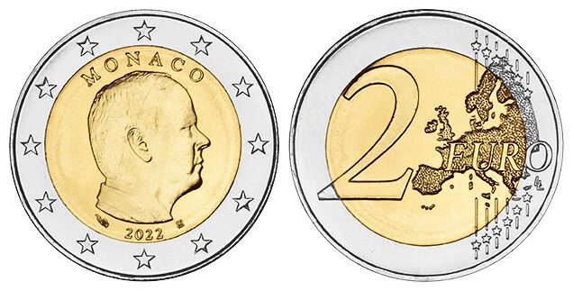 MONACO 2 EURO KURSMÜNZE ALBERT II. 2022 bankfrisch - Bild 1 von 1